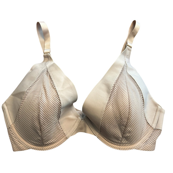 Third Love Shadow Stripe Plunge Bra Size 36D Nude Beige Underwire Support - Picture 1 of 10
